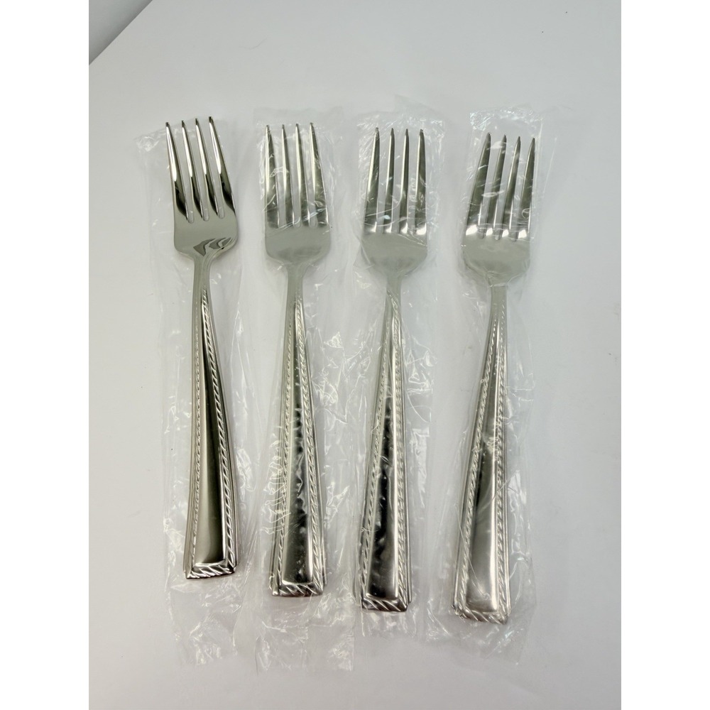 Oneida Flourish Salad Forks 18/10 Stainless Steel Flatware 6 7/8" Set 4 Unused..